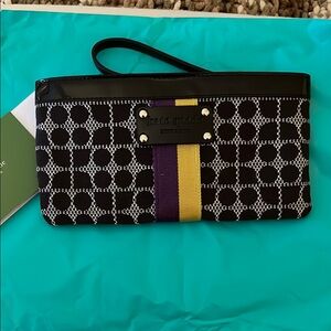 Kate Spade Black and Purple Geometric Clutch Comes With COA Clean